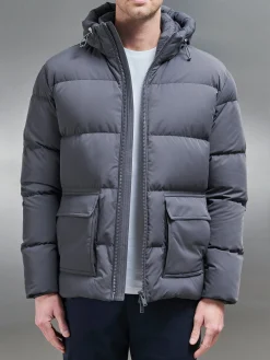 Short Down Parka - Grey