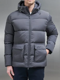 Short Down Parka - Grey