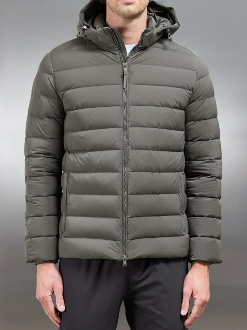 Short Technical Down Jacket - Olive