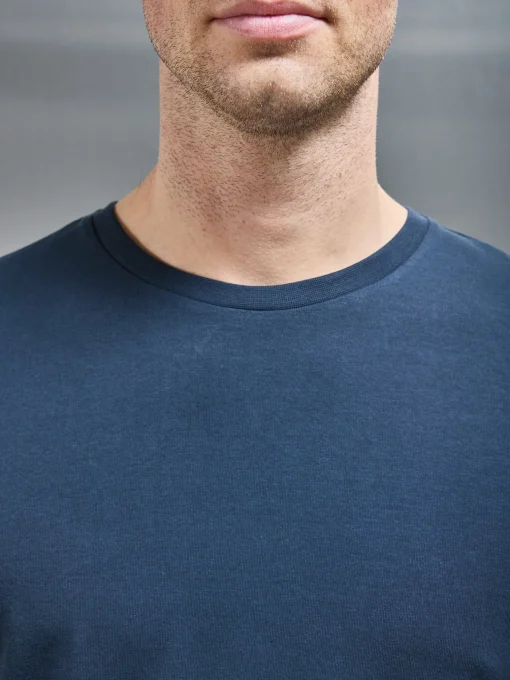 Stretch Slim Fit Cotton T-Shirt - Navy