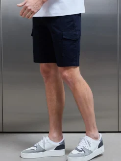 Tailored Cotton Cargo Short - Navy