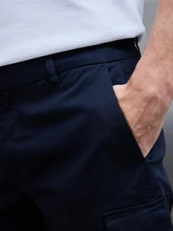 Tailored Cotton Cargo Short - Navy