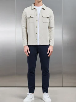 Textured Knitted Overshirt - Stone