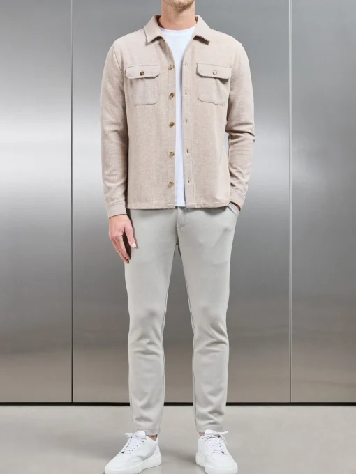 Textured Knitted Overshirt - Taupe