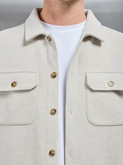 Textured Knitted Overshirt - Stone