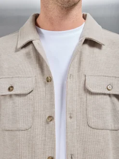 Textured Knitted Overshirt - Taupe