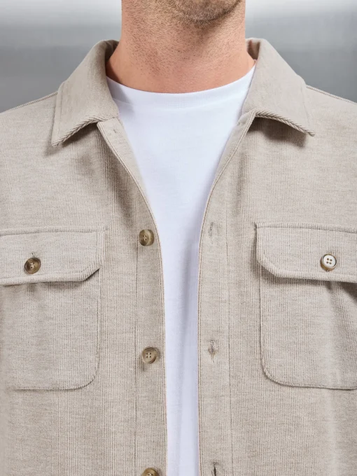Textured Knitted Overshirt - Taupe