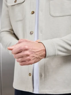 Textured Knitted Overshirt - Stone
