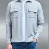 Textured Overshirt - Mid Grey