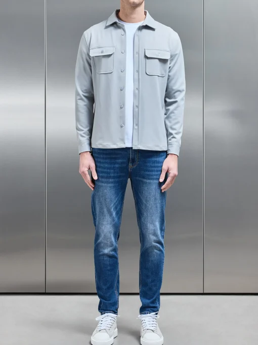 Textured Overshirt - Mid Grey