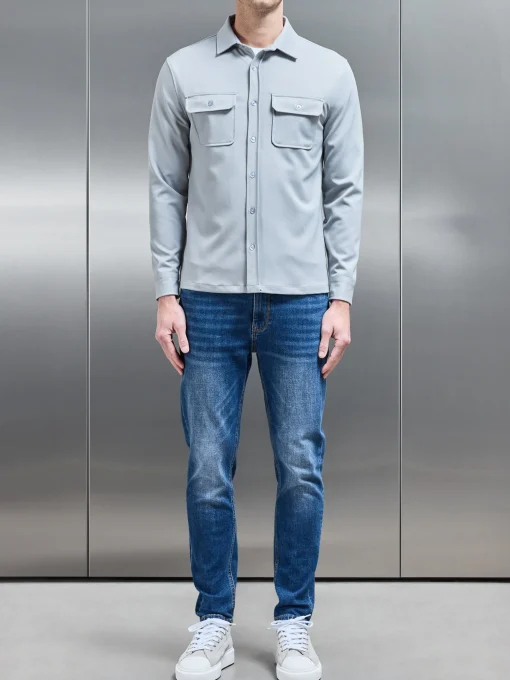 Textured Overshirt - Mid Grey