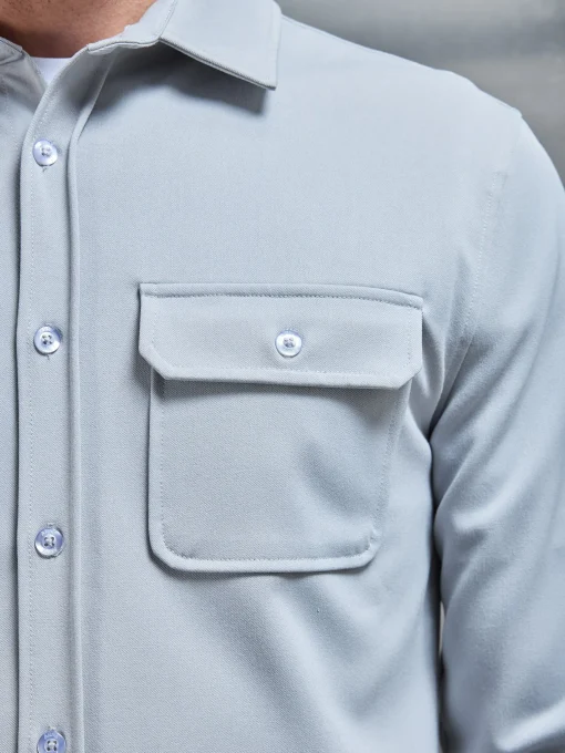 Textured Overshirt - Mid Grey