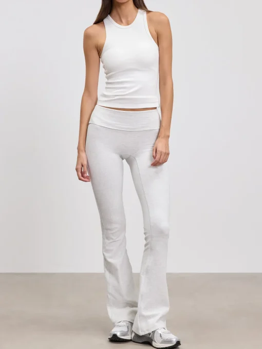 Womens Brushed Cotton Jersey Racer Vest - White