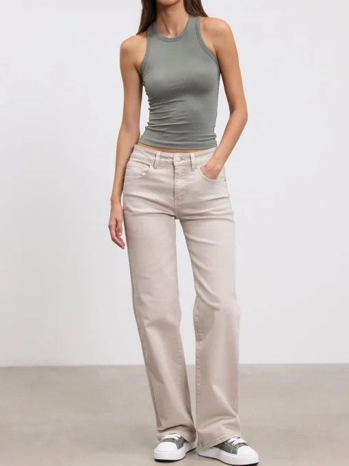 Womens Cotton Jersey Racer Vest - Sage