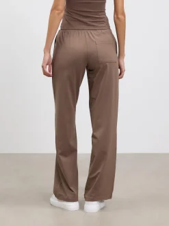 Womens Cotton Modal Wide Leg Pull On Trouser - Taupe