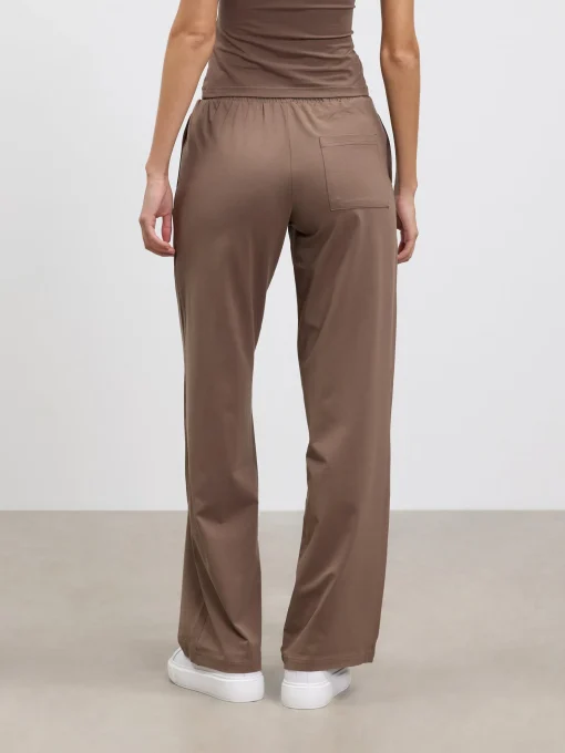 Womens Cotton Modal Wide Leg Pull On Trouser - Taupe