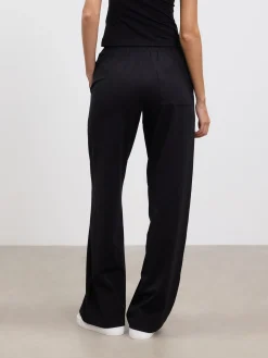 Womens Cotton Modal Wide Leg Pull On Trouser - Black