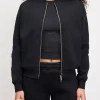 Womens Neoprene Bomber Jacket - Black