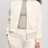 Womens Neoprene Bomber Jacket - Ecru