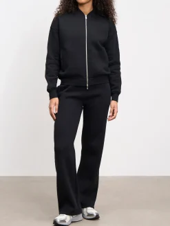 Womens Neoprene Bomber Jacket - Black