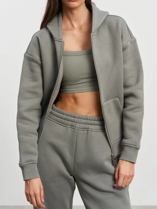 Womens Relaxed Zip Hoodie - Sage