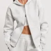 Womens Relaxed Zip Hoodie - Marl Grey
