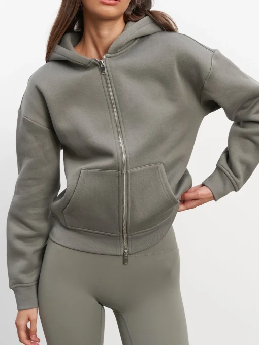 Womens Relaxed Zip Hoodie - Sage