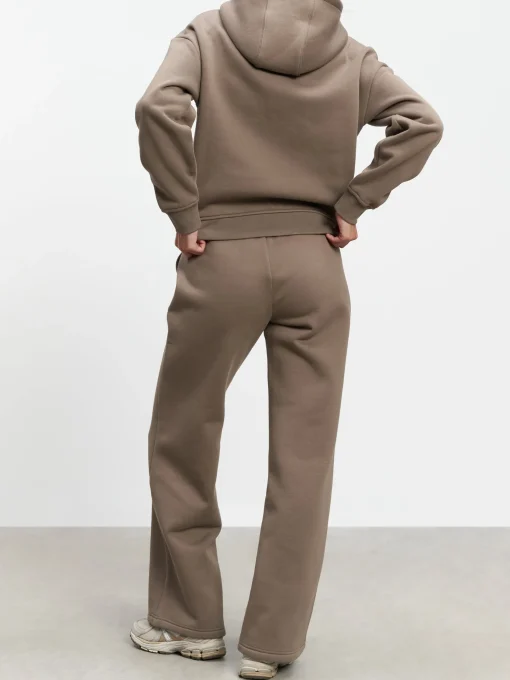 Womens Relaxed Zip Hoodie - Taupe