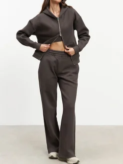 Womens Relaxed Zip Hoodie - Brown