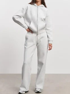 Womens Relaxed Zip Hoodie - Marl Grey