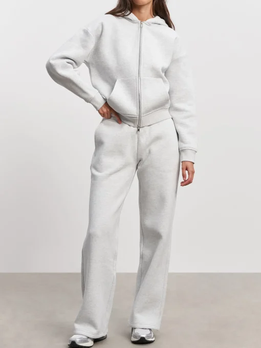Womens Relaxed Zip Hoodie - Marl Grey