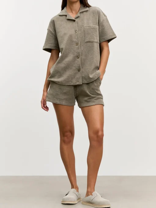Womens Towelling Short - Taupe