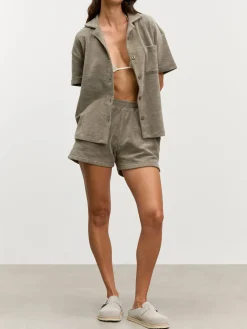 Womens Towelling Short - Taupe