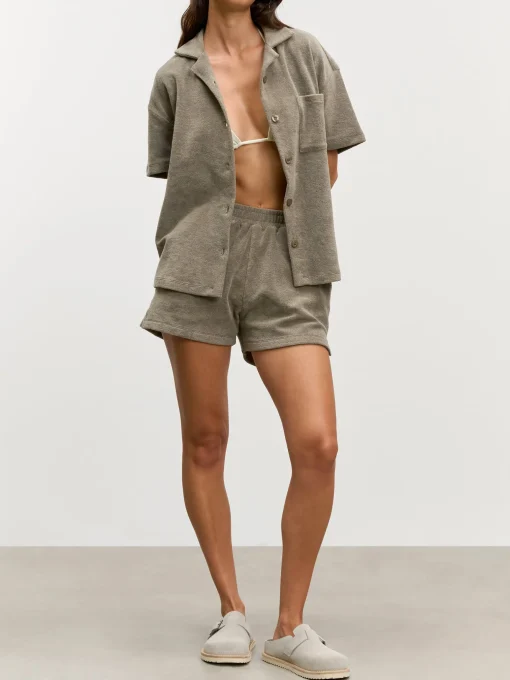 Womens Towelling Short - Taupe