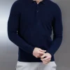 Wool Knitted Polo Shirt - Navy