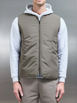 Zip Through Padded Vest - Olive